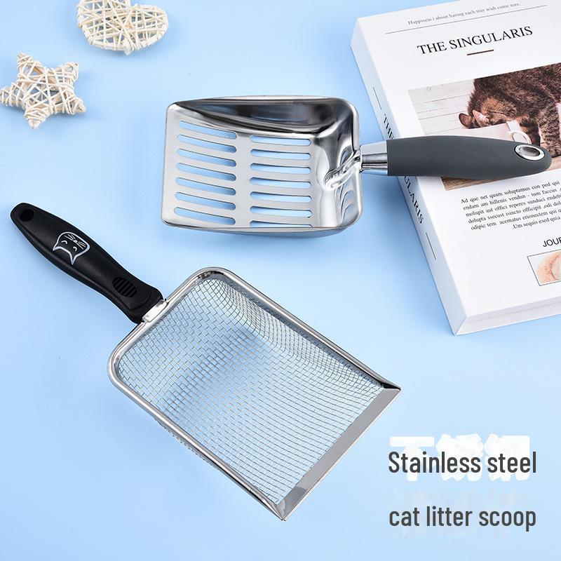 Katzenstreuschaufel aus Edelstahl mit 8 Maschen, Bentonit – Rudina Haustier-/Sand-/Futterschaufel