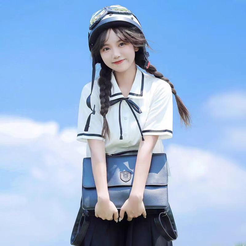 White School Shirt with Modified Collar and Short for High School Cute and Perfect for School REI106 [Sharphon] Short-sleeved Length, Sweet, Girls,
