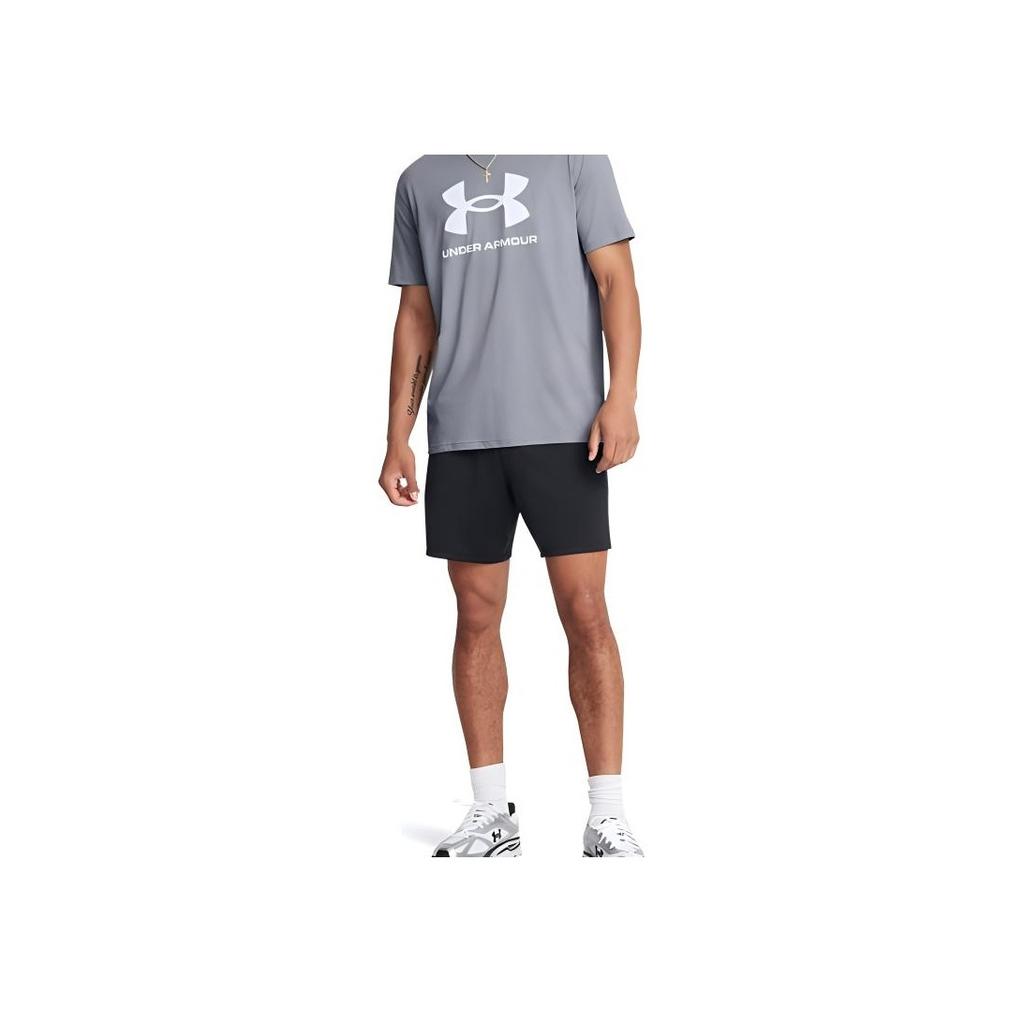 Under Armour Solid Color Comfortable Casual Lace-Up Mid-Waist Three-Quarter Sports Shorts Men shorts Black 1386982-001