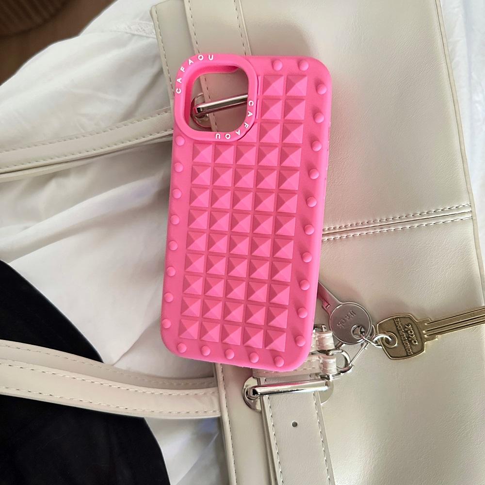 Liquid Silicone Rivet Phone Case For iPhone 16 15 14 Plus 13 12 Pro Max Silky Touch Solid Color Shockproof Protective Soft Cover