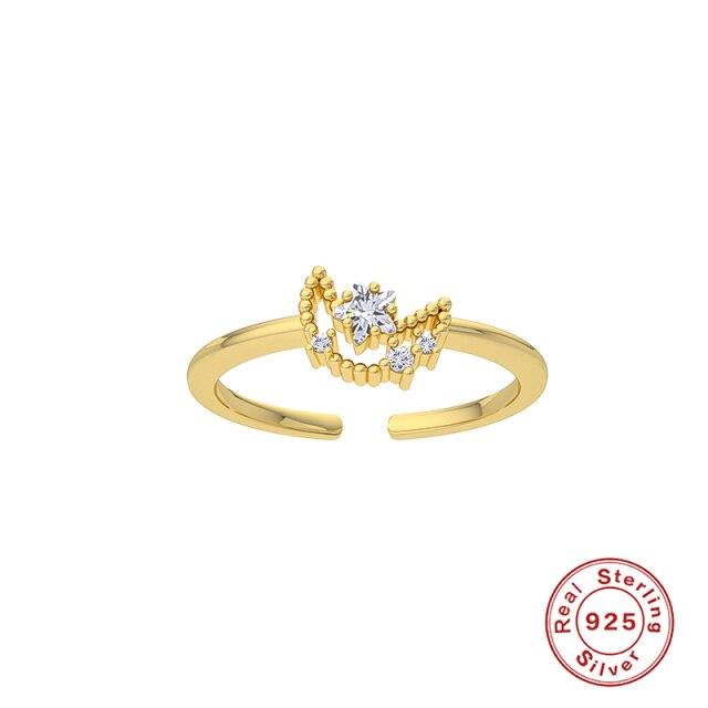 Sterling Silver Sweet Double Layer Star Moon Opening Ring For Women Finger Ring Engagement Wedding Jewelry Wholesale