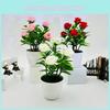 Rose Ornament Artificial Green Potted Plant Bonsai For Home Or Wedding Venue