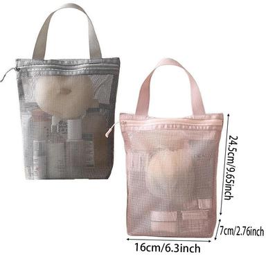 Fashionable Portable Zipper Mesh Outdoor Swimming Toiletries Storage Tote Women Large Capacity Foldable Cosmetic Handbag