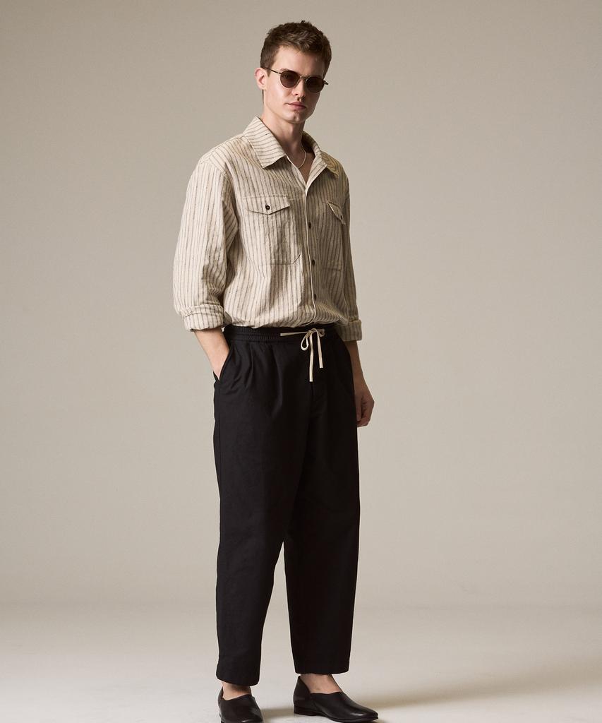Laijeuaenbillou Garment-Dyed 330 Oxford Two-Pleated Easy Pants Dark Navy