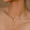 Huitan Women Pendant Necklace Cross Shaped Simple Style Accessories for Daily Party Versatile Gold Color/ Color Jewelry