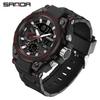 Sanda Skull Design Dual Display Waterproof Luminous Men's Student Multifunctional Watch
