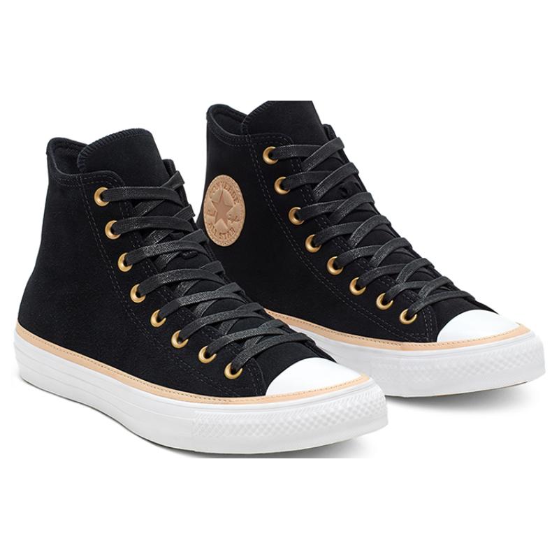 Converse Chuck Taylor All Star Vachetta Leather Trim High Top Espadrilles Unisex Black & White
