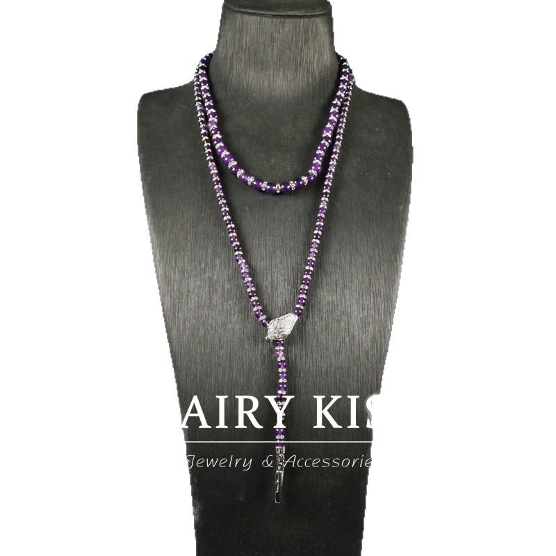 Spirit Snake Amethyst Handmade Beaded Diamond Necklace Copper Wax Inlaid Exquisite Elegant Light Luxury Jewelry