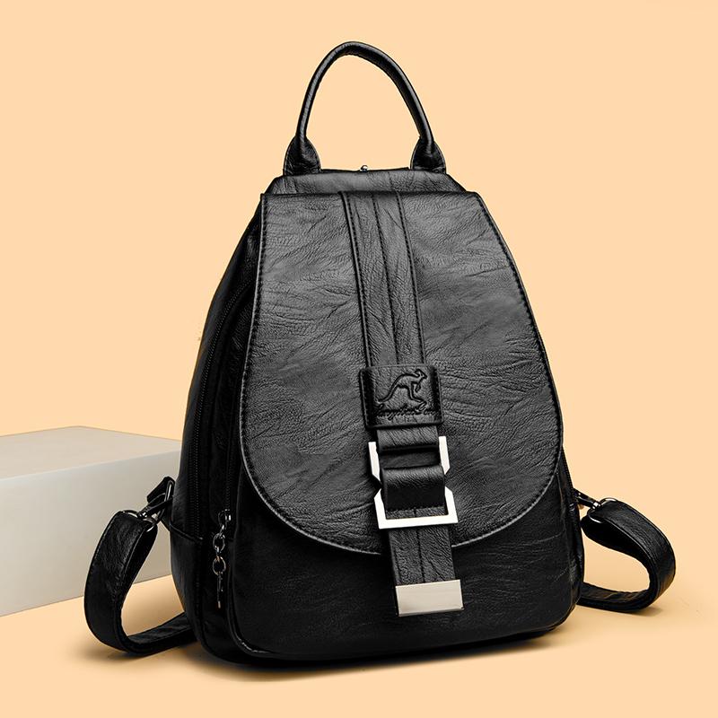 Large capacity embossed flap backpack women s backpack