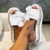 Women's Summer Slip-On Bow Flat Beach Open Toe Breathable Sandals Weave Shoes