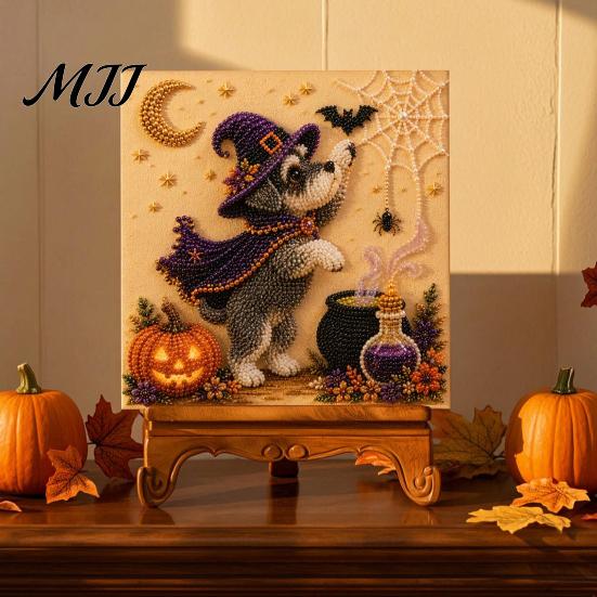 Therapeutic Art for Beginners Halloween Faux Pearl Painting Kit, Puppy Ghost 3D Craft Unique Handmade Gift Idea Adults Beginners, Home Wall Decor, DIY