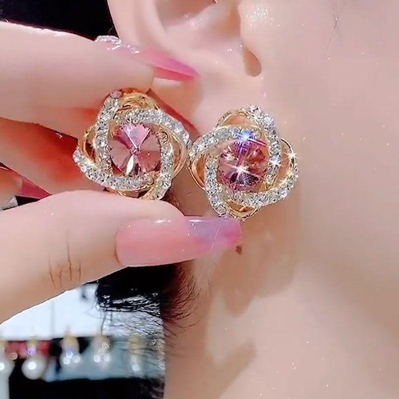 

Accessible Luxury Winding Amethyst Fashion Anti-Allergy Ear Studs Gold