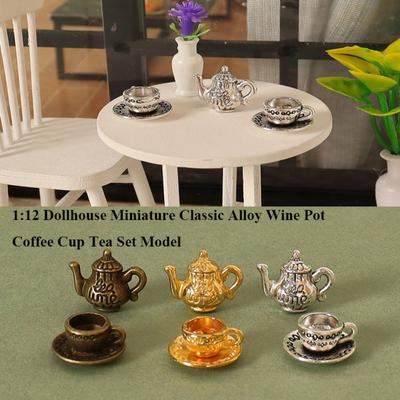 1:12 Dollhouse Miniature Tea 3 Colors Tea Set Model Miniature Dollhouse Decorations