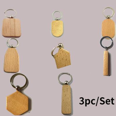 3pc/Set Holz Schlüsselanhänger Buche Schlüsselanhänger Anhänger