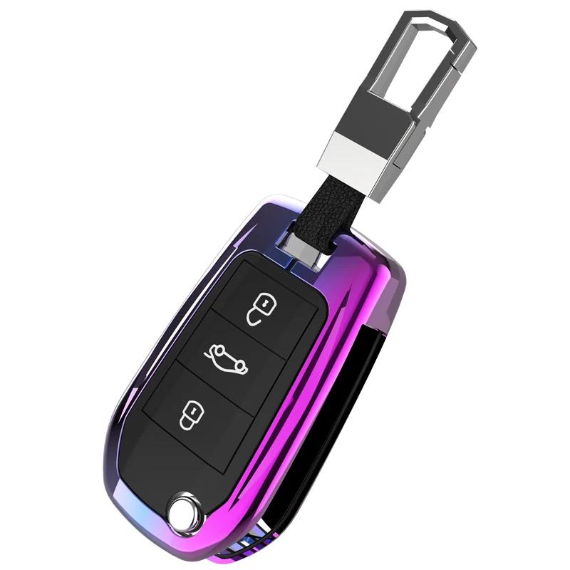 Key Case for Car New Zinc Alloy Car Flip Key Case Cover Shell For Peugeot 208 308 408 508 2008 3008 4008 5008 For Citroen C3 C4