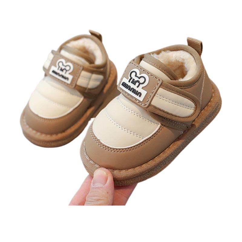 Winter velvet snow boots boy baby non-slip nine months-4 years old girl infant soft bottom cartoon simple classmate