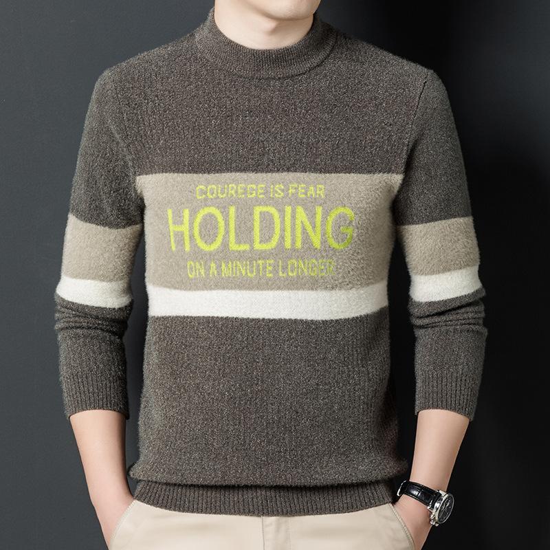 

Свитер мужской с круглым вырезом, осенне-зимний, новый тренд, корейский стиль, теплая рубашка, куртка, однотонный свитер, мужская одежда XXXL