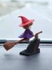 Witch on Broom Car Ornament, ABS Resin Dashboard Decor, Creative Car Interior Gift for Women