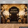 2D Roaring 20s Happy Birthday Backdrop Black Gold Glitter Curtain Party Background Banner