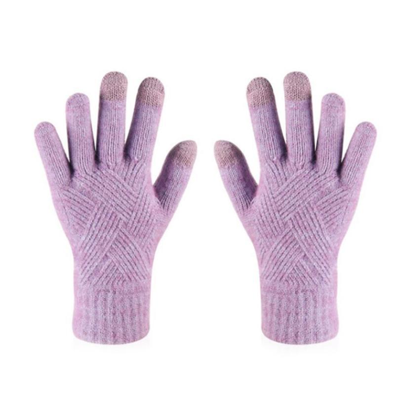 Modische Gestrickte Dicke Handschuhe für Männer & Frauen Einfarbig Argyle-Muster Winddicht Warm Herbst Winter Vollfingerhandschuhe