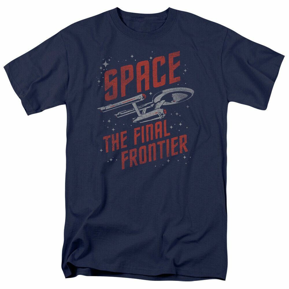 

Star Trek Space Travel T Shirt Licensed Sci-Fi TV Classic Adult Tee Navy Blue XXL
