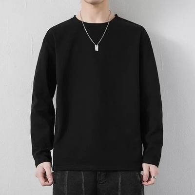 Men Sport Top Loose Pure Color Round Neck Quick-drying Plus Size Mid Length Long Sleeves Homewear Gym Running Basketball T-shirt