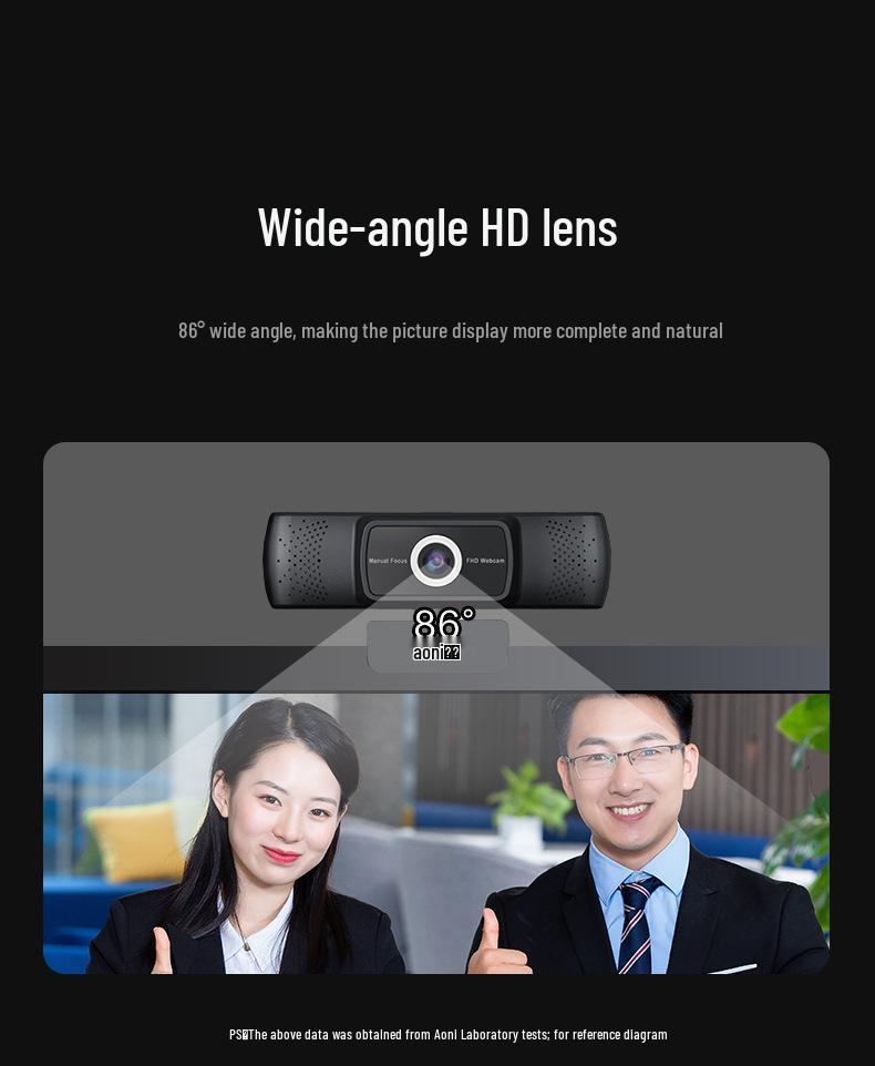 Aoni C17 1080P HD Webcam with USB, Wide-Angle, and Built-in Mic