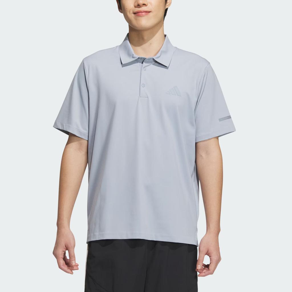 Adidas Logo Cool Sports Casual Short Sleeve Polo Shirt Men Polo Shirts Silver Gray JL6046