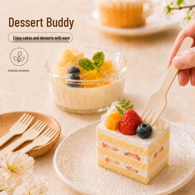 Biodegradable Disposable Wooden Forks, 100-Pack