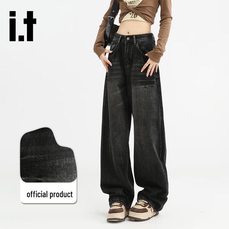 

Женские джинсы izzue в американском ретро-стиле с высокой посадкой и широкими штанинами XL