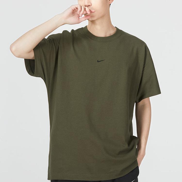 Nike Logo Sport Breathable Round Neck Short Sleeve T-Shirt Men Tops Army-Green DD7019-326
