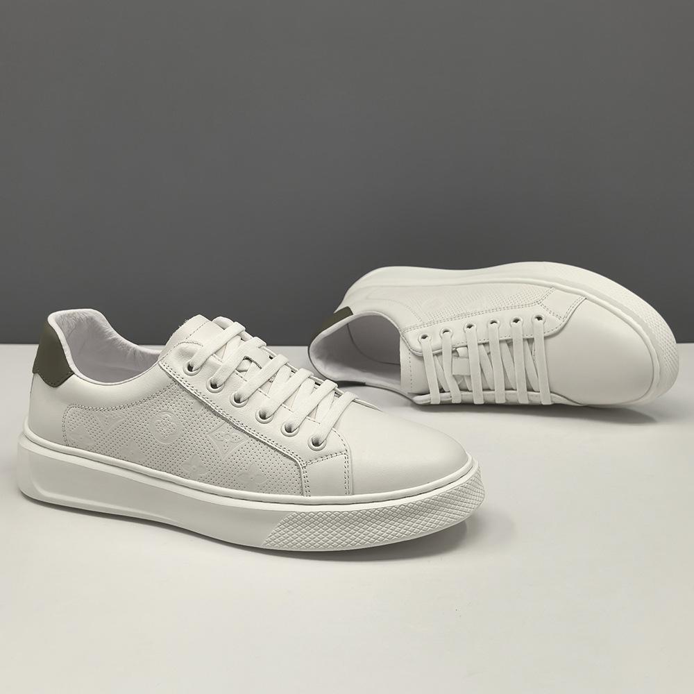 Leder-Board-Schuhe Herren Trend vielseitig Europäische Station Herrenschuhe Herren weiße Schuhe leichter Luxus High-End Schnürschuhe Slipper