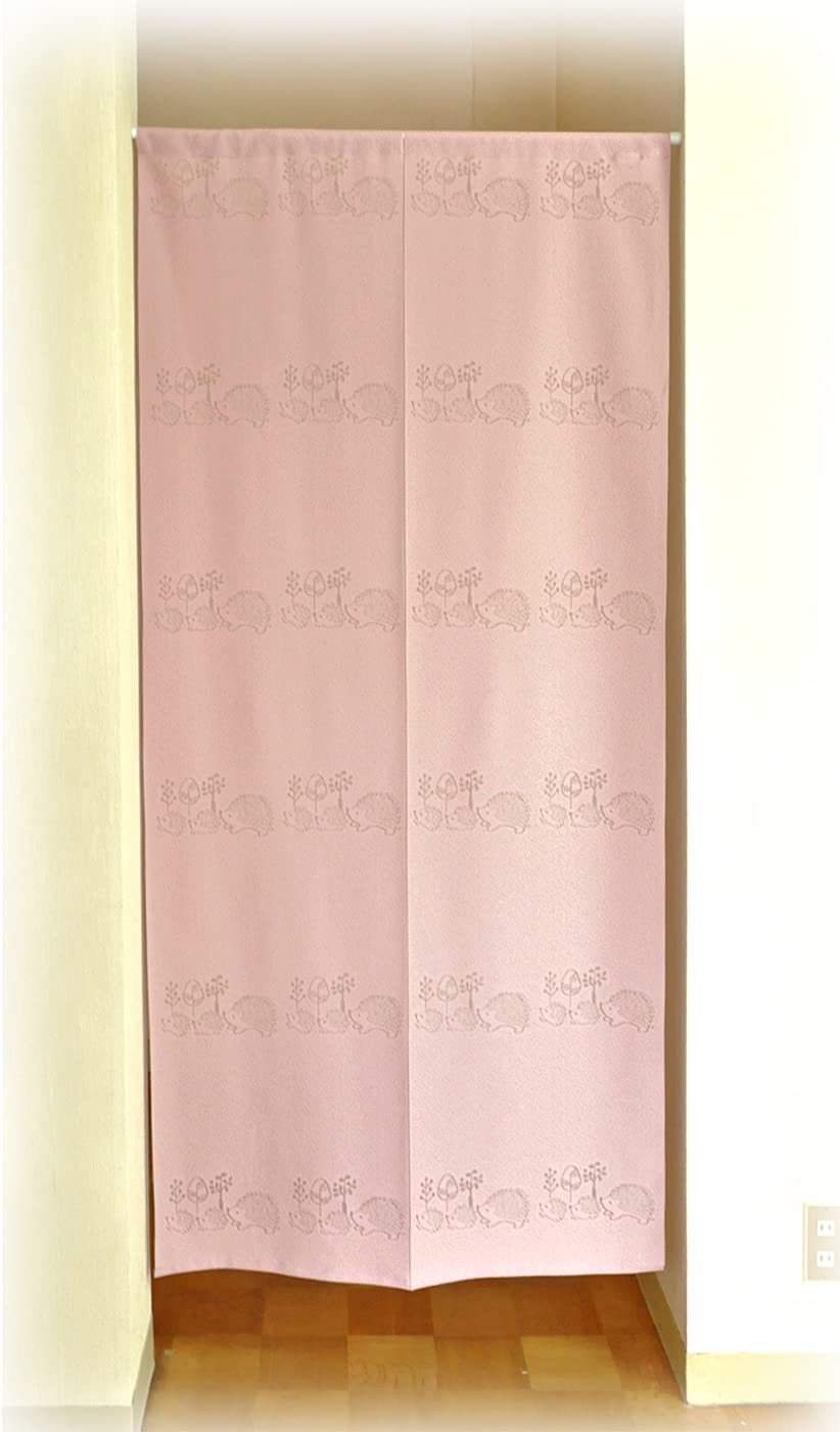 

and cute noren 85 x 170 Hedgehog KL31229 Flame-retardant, certified, long, stylish, Japanese-made curtain, cm, design, (CM548 Pink)