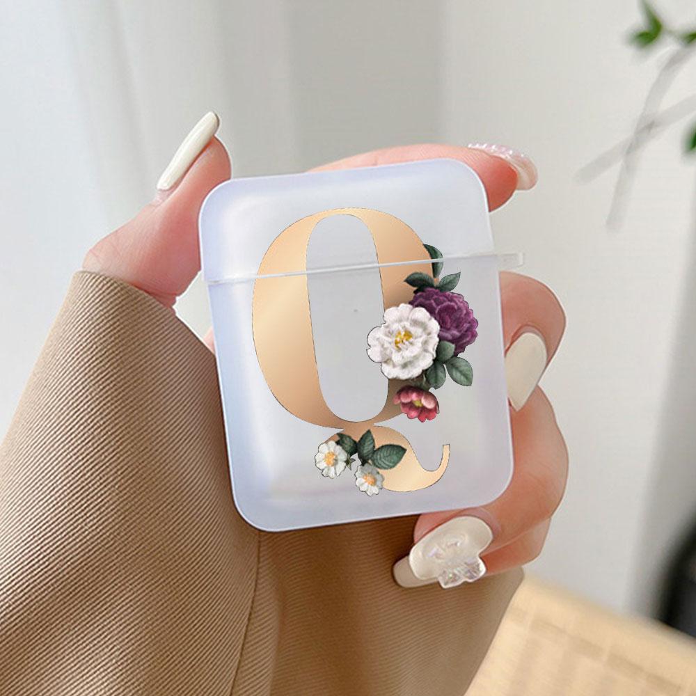 Cute Gold 26 Letters A Z Earphone Case for Airpods 4th 3rd Pro 3 2 Shockproof Cover for Airpod 2 3 1 Protective Accessorie Shell