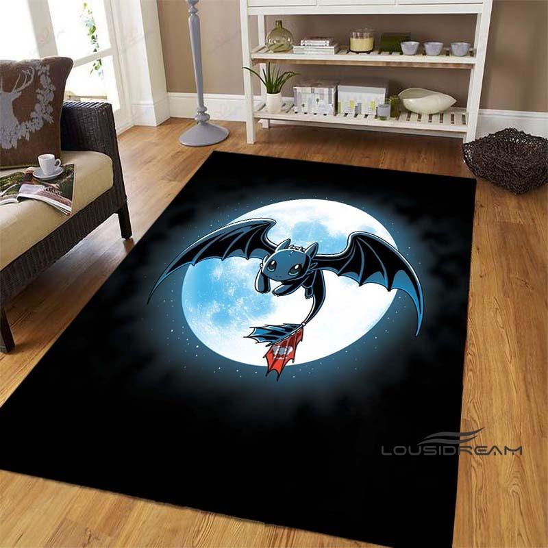 Various sizes of How to Train Your Dragon Toothless pattern rugs, cartoon style, suitable for bedrooms, living rooms, sofa