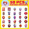 50 Funny Clown Stickers Circus Hip-hop Clown Doodle Stickers Cartoon Graffiti Suitcase Stickers
