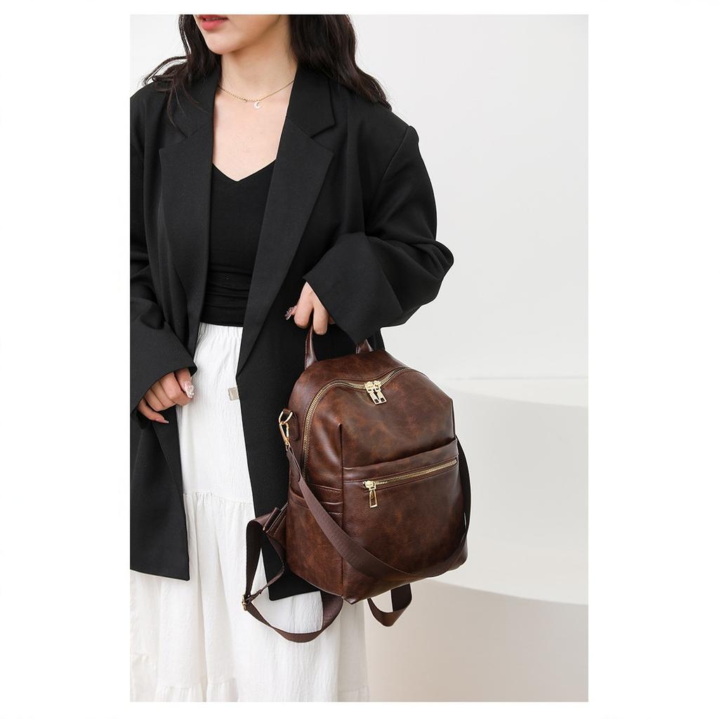 Backpack women's new fashionable large-capacity fashionable student schoolbag simple texture leisure travel backpack