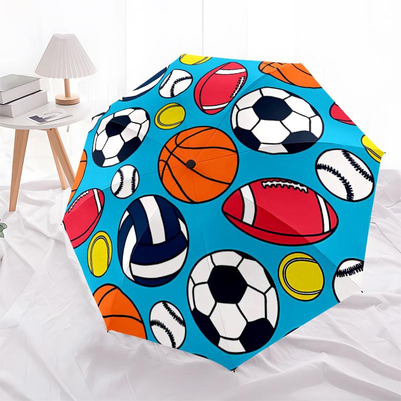 1pc Sports Balls Automatic Folding Umbrella - Portable Collapsible, 8-Rib Durable Frame, Perfect for Outdoor Use,  Yy251218118