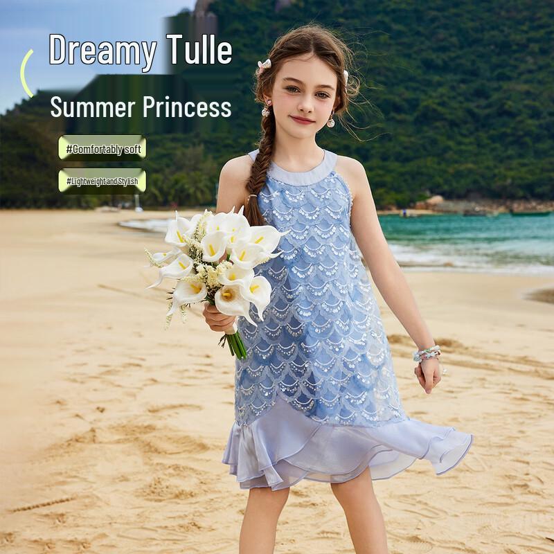 ASK JUNIOR Girls  Sequin Princess Sleeveless Dress XL