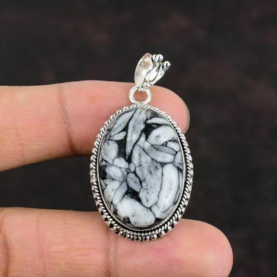 Pingente de Pedra Preciosa Jasper Pinolith Pingente Feito à Mão Joias Decentes Pingente de Prata Esterlina 925 Pingente de Pedra de Nascimento Presentes de Casamento Joias de Prata