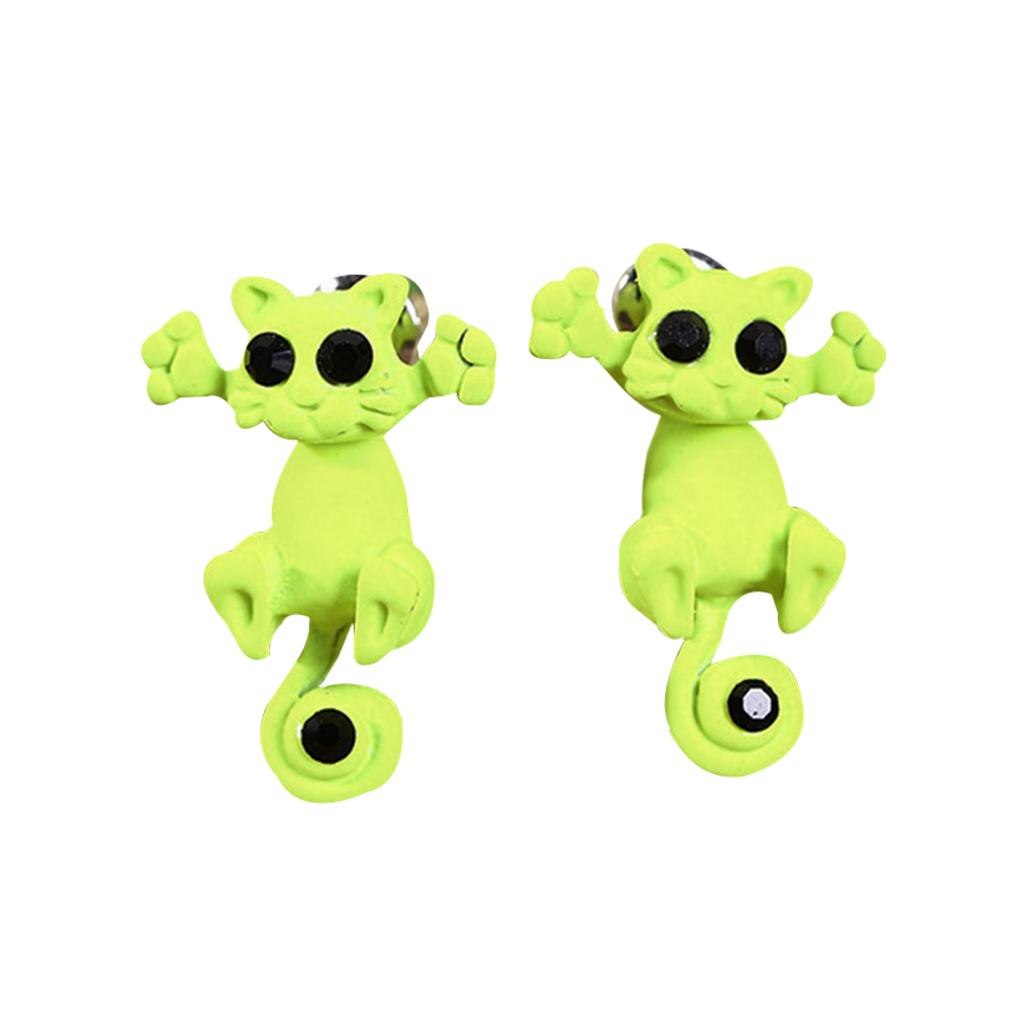1 пара женских серег, серьги-пусеты с мультяшными животными, мультяшные серьги с пусетами - черно-белые