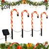 Decorative Candy Cane Stakes 4Pcs Solar Pathway Lights, Christmas Outdoor Stake Waterproof Holiday Markers Garden Lights for Yard Lawn Patio