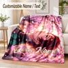 Demon Slayer Custom Name Flannel Throw Blanket Soft Warm for Sofa Bed Indoor Home Use