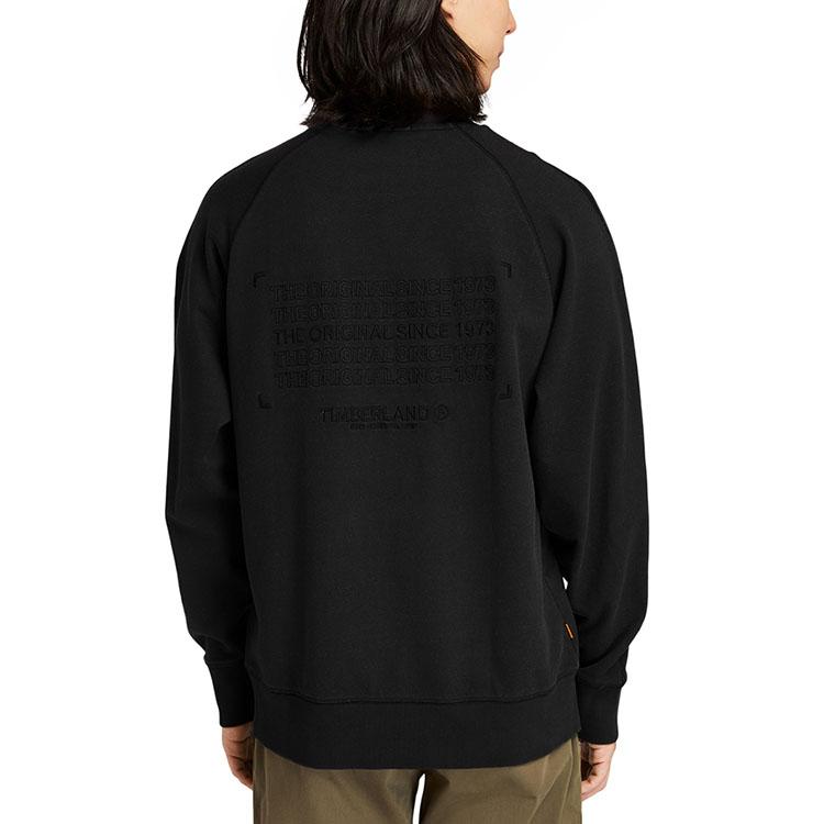 Timberland Broderie Spate Outdoor Casual Larg Pulover Sweatshirt Gât Rotund Bărbați Sweatshirt Negru A2438-001