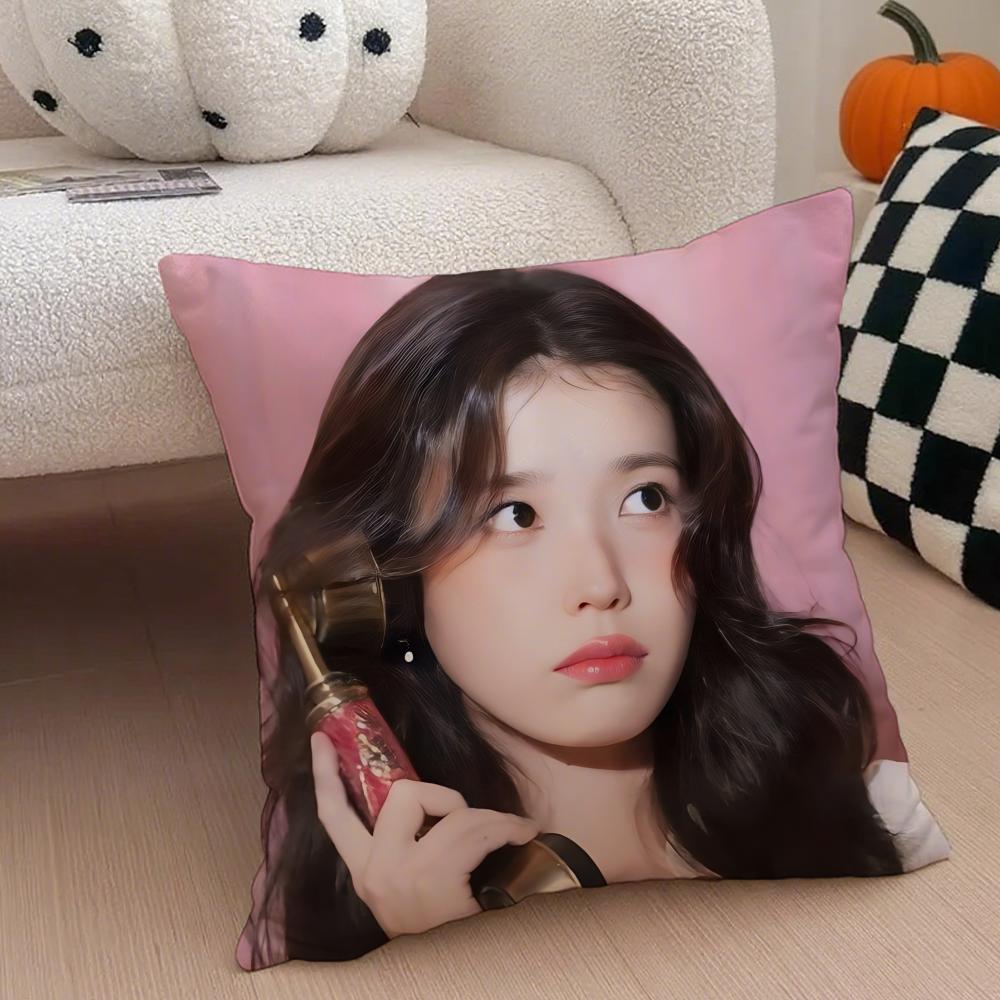 Sweet Korean Singer Beautiful Actress IIU Cushion Cover Throw Pillow Cover Hidden Button Durable Polyester Chair Cushion