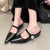 Women's Summer Outerwear Spring and Autumn New Korean French Style Temperament Silver Single Shoes Comfortable Thick Heel Sandal