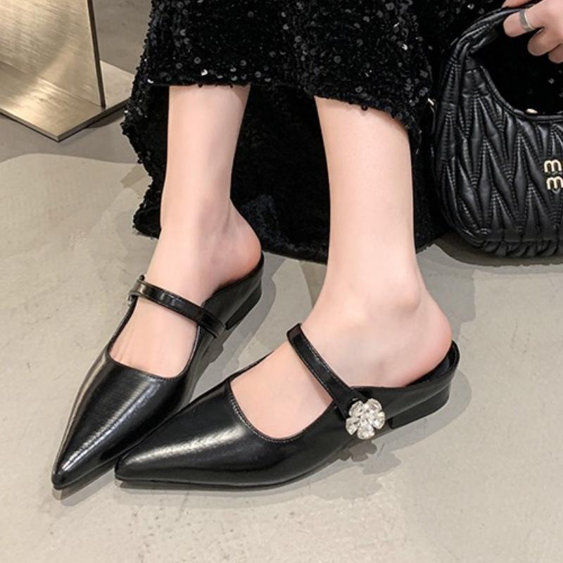Women's Summer Outerwear Spring and Autumn New Korean French Style Temperament Silver Single Shoes Comfortable Thick Heel Sandal
