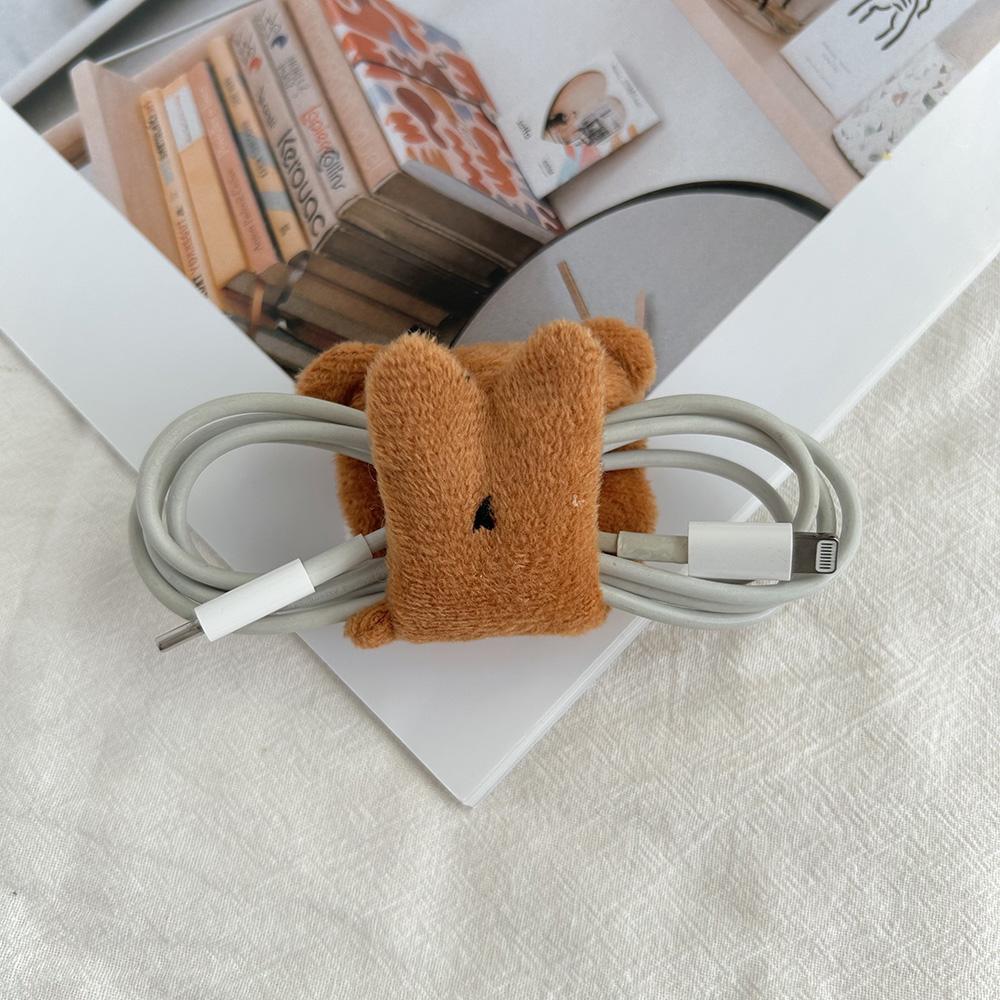 Bear Wired Headphone Cable Storage Buckle Data Cable Storage Portable Fabric Charging Organizing Buckle Cute Cable Manager