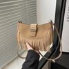 Premium retro matte fringed bag autumn new fashion versatile saddle bag trendy women's shoulder messenger bag