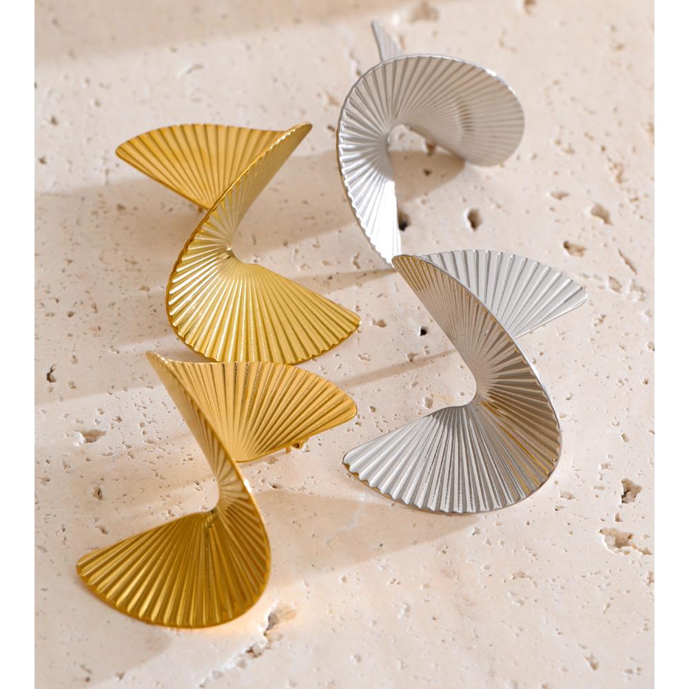 Eetit Statement Stainless Steel Metal Twist Gold Color Geometric Stud Earrings Fashion Temperament Waterproof Jewelry Wholesale